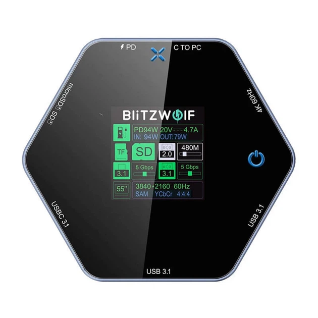 Станція докування USB-C BlitzWolf BW-TH16 8в1 (5906168439230) - зображення 2