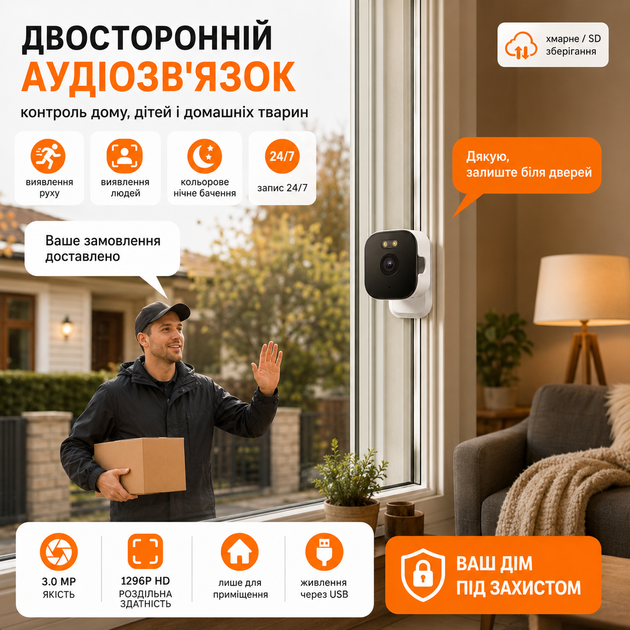 Оконная Wi-Fi камера AntCctv 3 МП 1296P с ночным видением и двухсторонней аудиосвязью - изображение 4
