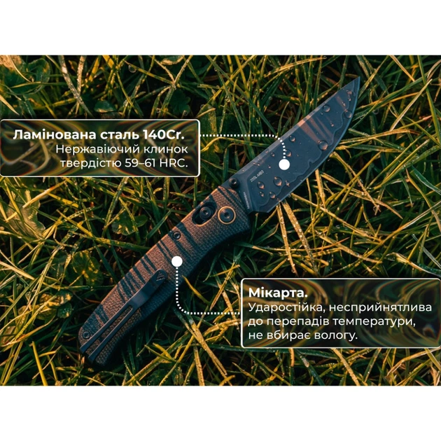 Ніж складаний туристичний SRM Medal 255L-MB3 (8.2 см) 140Cr / Micarta чорний - изображение 11