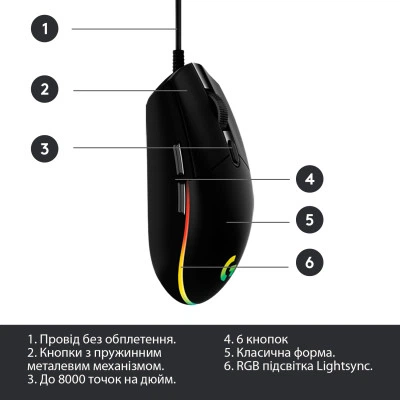 Мышка Logitech G102 Lightsync Black - изображение 8