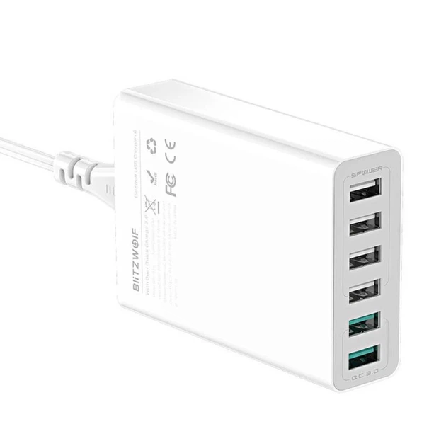 Сетевое зарядное устройство BlitzWolf BW-S15 60W 6xUSB-A White (BW-S15) - изображение 4