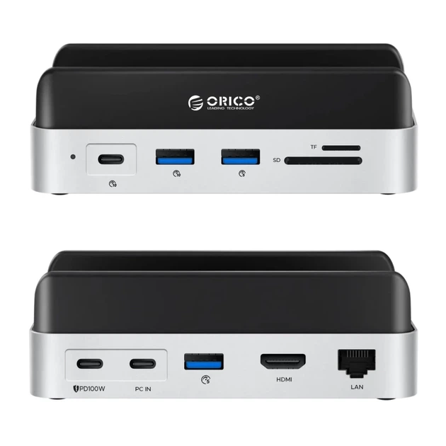 Докстанція Orico MiniDock 10в1 з кишенею для SSD Silver (6942227173270) - Фото 2 Докстанція Orico MiniDock 10в1 з кишенею для SSD Silver (6942227173270) - зображення 2