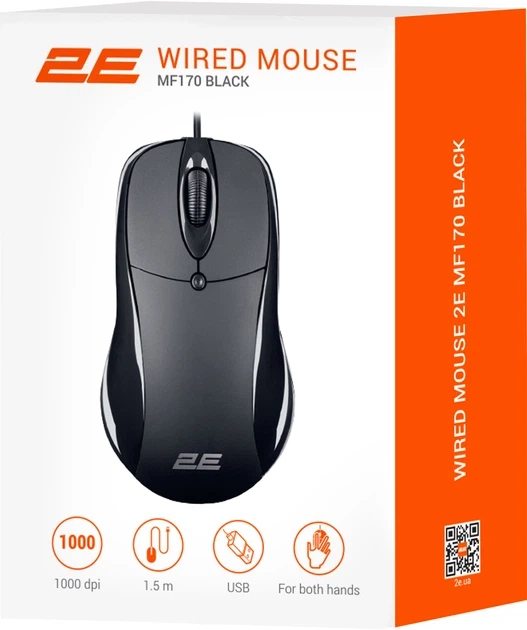 Компьютерная мышь 2E Оптическая 1000 dpi USB Черная 3 кнопки 1.5 м (2E-MF170UB) - изображение 5