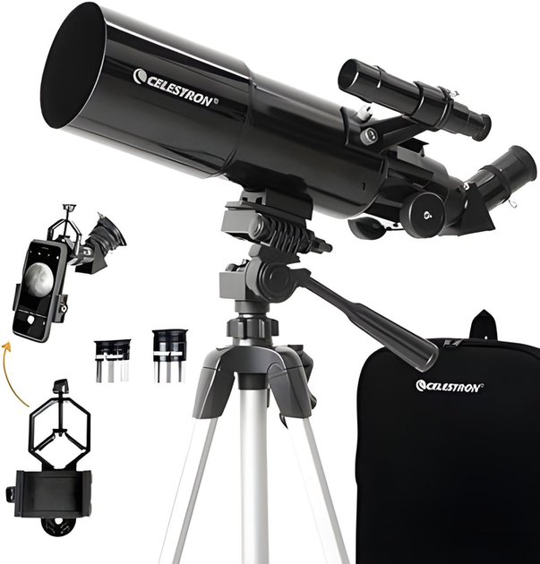 Телескоп Celestron 80 мм з програмним забезпеченням та адаптером для смартфона - Фото 1 Телескоп Celestron 80 мм з програмним забезпеченням та адаптером для смартфона - зображення 1