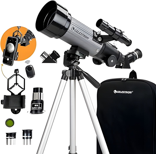 Телескоп Celestron 70 мм з об'єктивом DX для астрономії на штативі - Фото 2 Телескоп Celestron 70 мм з об'єктивом DX для астрономії на штативі - зображення 2