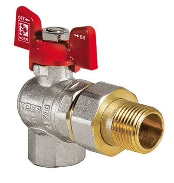Кран з американкою 3/4" (Koer KR.228) кутовий (KR0018) - Фото 1 Кран з американкою 3/4" (Koer KR.228) кутовий (KR0018) - изображение 1