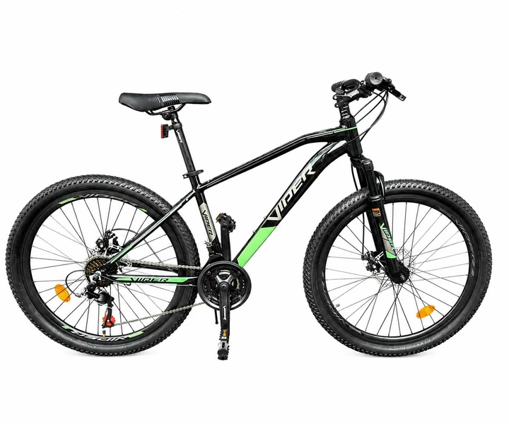Подростковый горный велосипед Viper Jazz Al 26" рама 15.5", 21 скорость, алюминиевая рама, дисковые тормоза, черно-зеленый - изображение 2