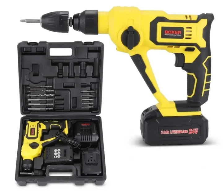 Акумуляторний перфоратор BOXER SR 148 SDS Plus 24V 3Ah із двома акумуляторами швидкозатискним патроном 5000 уд хв у кейсі - Фото 4 Акумуляторний перфоратор BOXER SR 148 SDS Plus 24V 3Ah із двома акумуляторами швидкозатискним патроном 5000 уд хв у кейсі - зображення 4