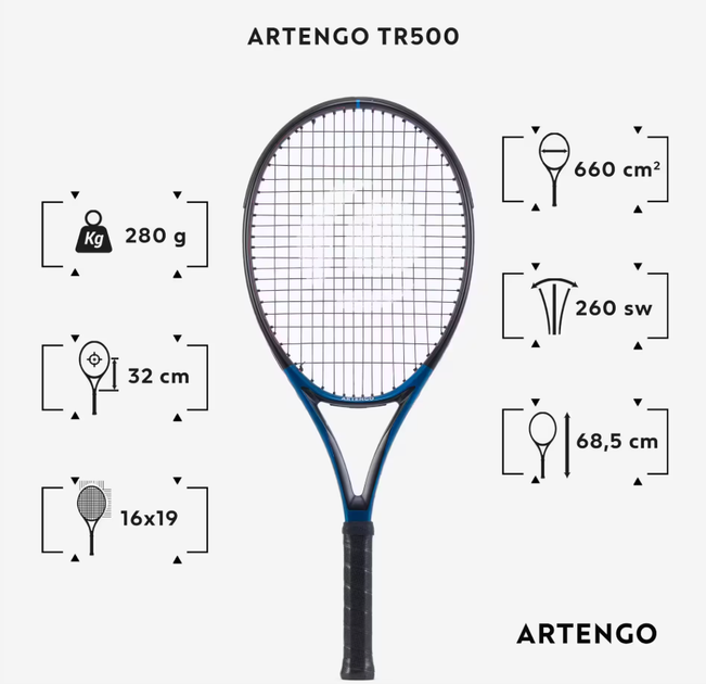 Ракетка для Большого Тенниса Artengo TR500 Синий - изображение 2