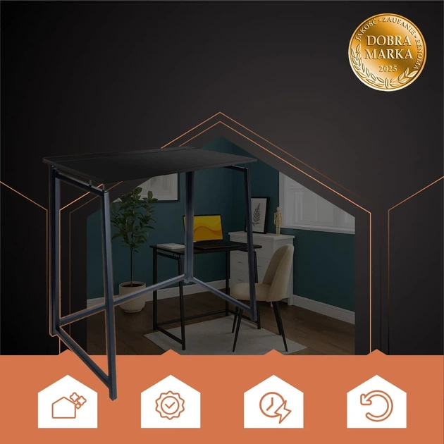 Компактний письмовий стіл Ruhhy 26117 чорний 80×75×40 см - зображення 7