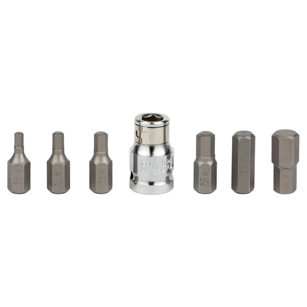 Набор бит HEX 1/2" 7шт S2 4.8x19.5x2.2 см пластиковый кейс - Фото 2 Набор бит HEX 1/2" 7шт S2 4.8x19.5x2.2 см пластиковый кейс - изображение 2