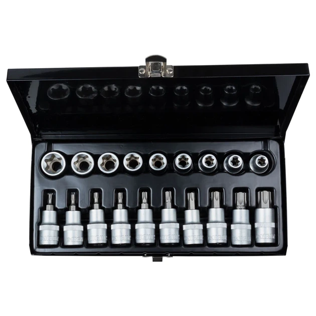 Набор насадок Torx 1/2" 19шт CrV металлический кейс 50BV30 1,7 кг - изображение 3