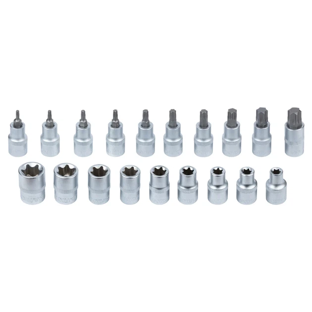 Набор насадок Torx 1/2" 19шт CrV металлический кейс 50BV30 1,7 кг - изображение 4