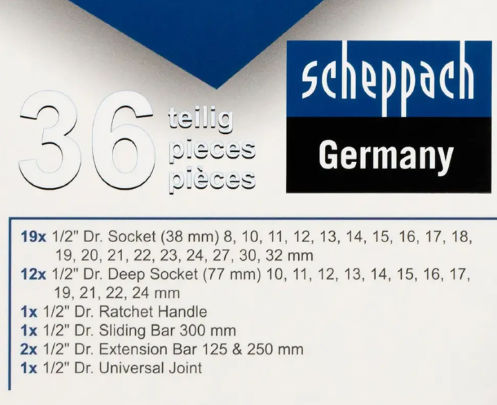 Набір інструменту 36 пр. 1/2", (6-гр.) (8-32) | 60497 | Scheppach - изображение 5