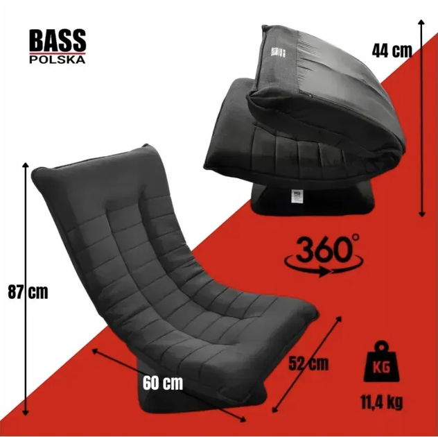 Мягкое вращающееся кресло Bass Polska BH 3004 с откидной спинкой серое текстильное кресло - изображение 5