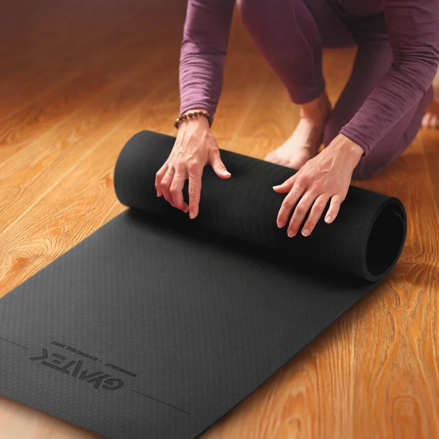 Килимок для фітнесу та йоги TPE Gymtek 0,5 см Чорний (5907766664079) - зображення 12