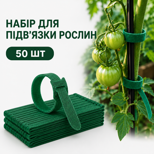 Ленты для подвязки растений на липучке 50 шт, многократные садовые стяжки для подвязки помидоров, огурцов, винограда и цветов - Фото 1 Ленты для подвязки растений на липучке 50 шт, многократные садовые стяжки для подвязки помидоров, огурцов, винограда и цветов - изображение 1
