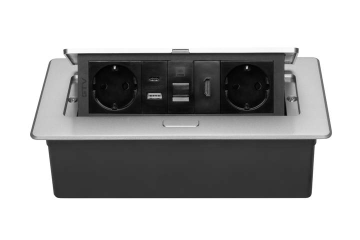 Блок розеток GTV MULTISOFT 2 розетки SCHUKO USB А+С + HDMI провід 1,5м з вилкою Алюміній - Фото 3 Блок розеток GTV MULTISOFT 2 розетки SCHUKO USB А+С + HDMI провід 1,5м з вилкою Алюміній - зображення 3