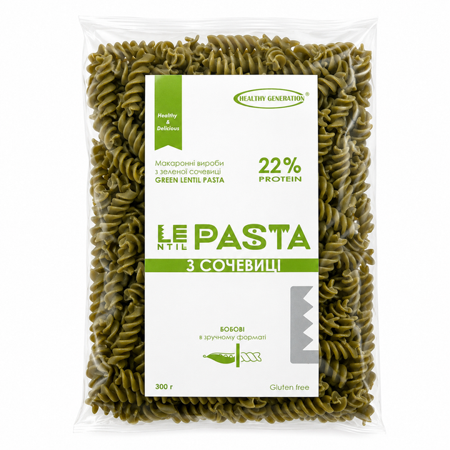 Макароны без глютена из зеленой чечевицы Pasta UA Healthy Generation 300 г - изображение 4