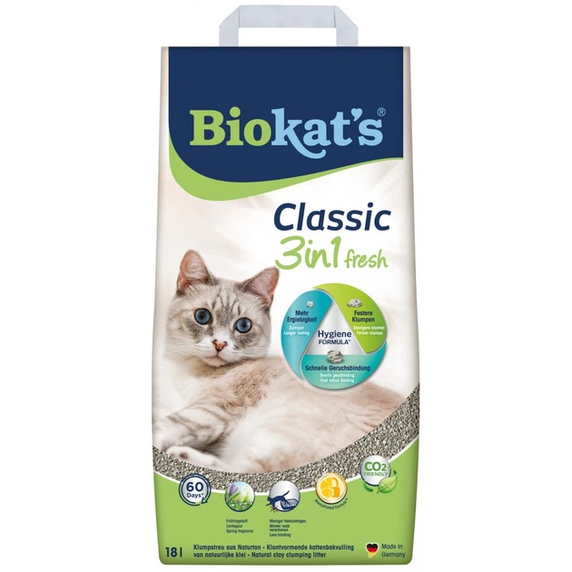 Наполнитель Biokats Classic Fresh 3in1 для кошачьего туалета, бентонитовый, 18 л - Фото 3 Наполнитель Biokats Classic Fresh 3in1 для кошачьего туалета, бентонитовый, 18 л - изображение 3