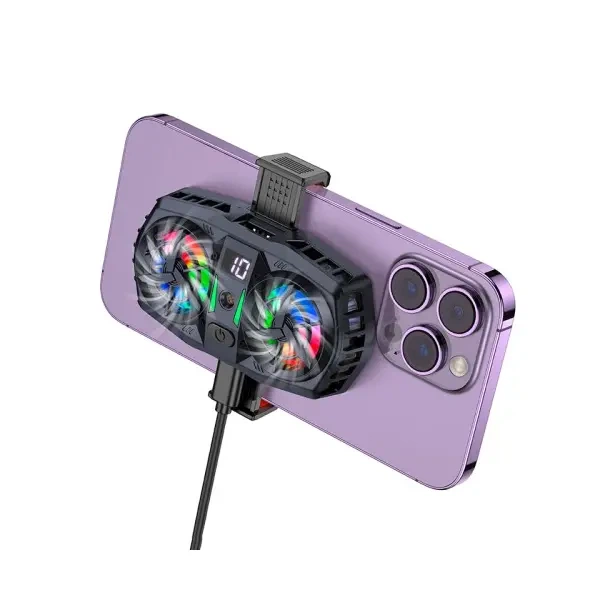Кулер для телефона Hoco GM36 Mustango mobile phone dual cooler, Чорний - Фото 7 Кулер для телефона Hoco GM36 Mustango mobile phone dual cooler, Чорний - зображення 7