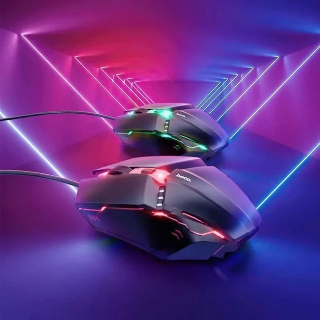 Клавиатура и мышь Hoco GM18 Luminous проводные USB черные 1,5 м - изображение 4