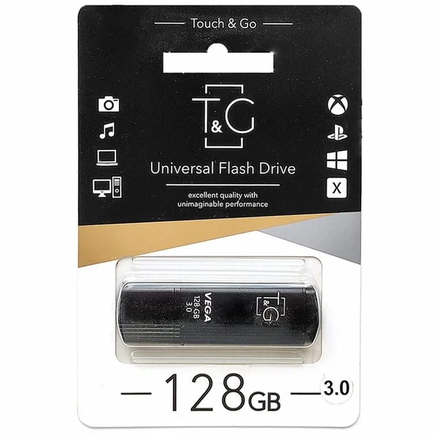 Флеш-накопичувач USB 3.0 T&G 121 Vega Series 128GB метал чорний - зображення 2