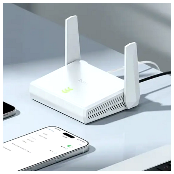 Адаптер WiFi Hoco HI36 роутер для дома и офиса с поддержкой WiFi 4 3000 Mbps и двумя LAN портами - Фото 8 Адаптер WiFi Hoco HI36 роутер для дома и офиса с поддержкой WiFi 4 3000 Mbps и двумя LAN портами - зображення 8