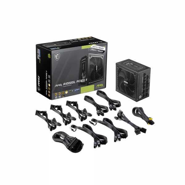 Блок живлення msi atx 1000w mag a1000gl pcie5 ii, eu, 1000w, Fully-Modular, 80 Plus Gold mag a1000gl pcie5 ii - Фото 5 Блок живлення msi atx 1000w mag a1000gl pcie5 ii, eu, 1000w, Fully-Modular, 80 Plus Gold mag a1000gl pcie5 ii - зображення 5