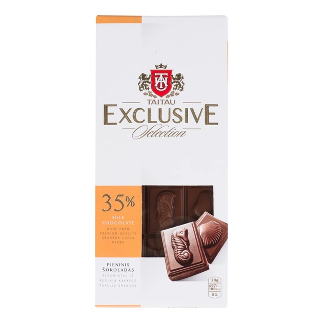 Шоколад TAI TAU EXCLUSIVE молочний 35% И227 100 г (Литва) - Фото 1 Шоколад TAI TAU EXCLUSIVE молочний 35% И227 100 г (Литва) - изображение 1