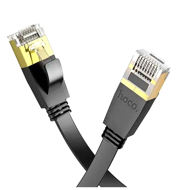 Патч-корд Hoco US07 Ethernet кабель для интернета и сетевых подключений плоский черный 5 метров Cat 6 - изображение 3