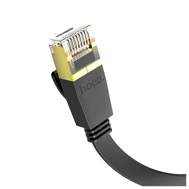 Патч-корд Hoco US07 Ethernet кабель для интернета и сетевых подключений плоский черный 5 метров Cat 6 - изображение 4