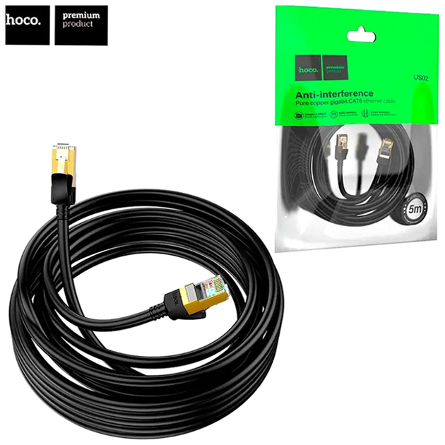 Патч-корд Hoco US07 Ethernet кабель для интернета и сетевых подключений плоский черный 5 метров Cat 6 - изображение 10