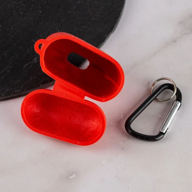 Силиконовый футляр с микрофиброй для наушников AirPods 1/2 красный - Фото 4 Силиконовый футляр с микрофиброй для наушников AirPods 1/2 красный - изображение 4