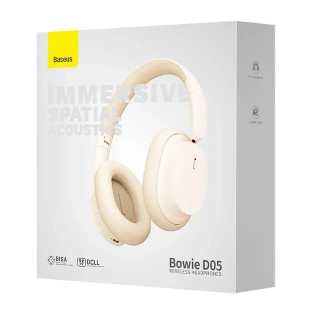 Накладні бездротові навушники Baseus Bowie D05 Bluetooth 5.3 Creamy-white - Фото 5 Накладні бездротові навушники Baseus Bowie D05 Bluetooth 5.3 Creamy-white - зображення 5