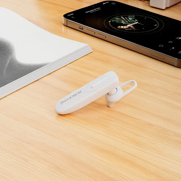 Bluetooth гарнитура Borofone BC36 Lucky моно 62х14х21 мм ABS пластик белая - изображение 3
