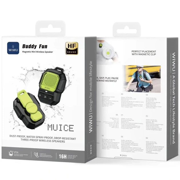 Bluetooth колонка WiWU SPK-001 Buddy Fun 5 Вт IPX5 70х70х35 мм зелёная - изображение 2