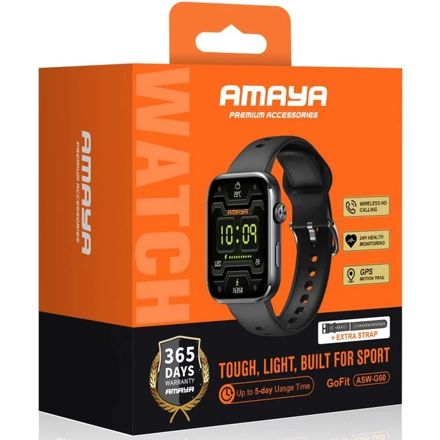 Смарт-часы Amaya ASW-G60 Bluetooth 5.2 1.93" TFT пластик черные - Фото 2 Смарт-часы Amaya ASW-G60 Bluetooth 5.2 1.93" TFT пластик черные - изображение 2