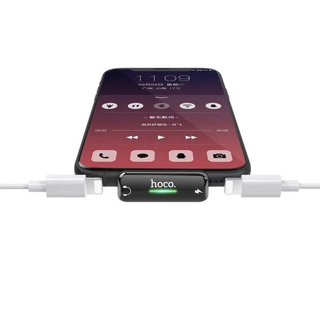 Перехідник Hoco LS27 Dual Lightning для зарядки та аудіо 0,3 м алюміній сірий - Фото 4 Перехідник Hoco LS27 Dual Lightning для зарядки та аудіо 0,3 м алюміній сірий - зображення 4