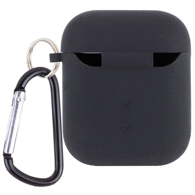 Силиконовый чехол для наушников AirPods 1/2 эластичный черный микрофибра - изображение 2