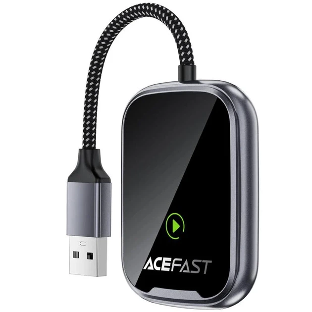 Адаптер Acefast QC1 беспроводной CarPlay/Android Auto USB-A 13,5 см серый цинковый сплав - Фото 1 Адаптер Acefast QC1 беспроводной CarPlay/Android Auto USB-A 13,5 см серый цинковый сплав - изображение 1