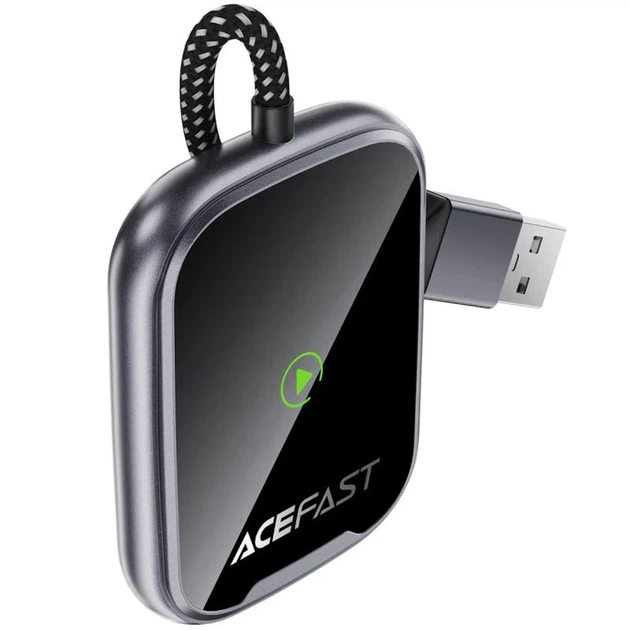 Адаптер Acefast QC1 беспроводной CarPlay/Android Auto USB-A 13,5 см серый цинковый сплав - Фото 3 Адаптер Acefast QC1 беспроводной CarPlay/Android Auto USB-A 13,5 см серый цинковый сплав - изображение 3