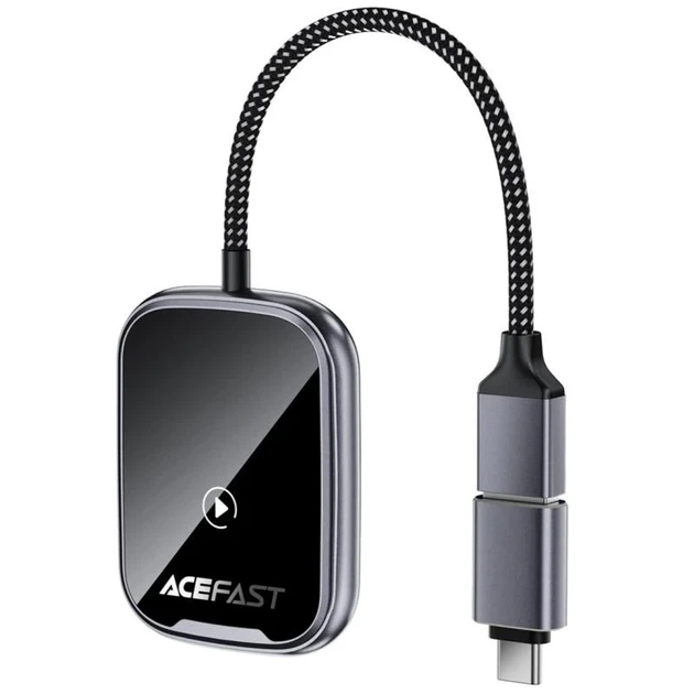 Адаптер Acefast QC1 беспроводной CarPlay/Android Auto USB-A 13,5 см серый цинковый сплав - Фото 4 Адаптер Acefast QC1 беспроводной CarPlay/Android Auto USB-A 13,5 см серый цинковый сплав - изображение 4