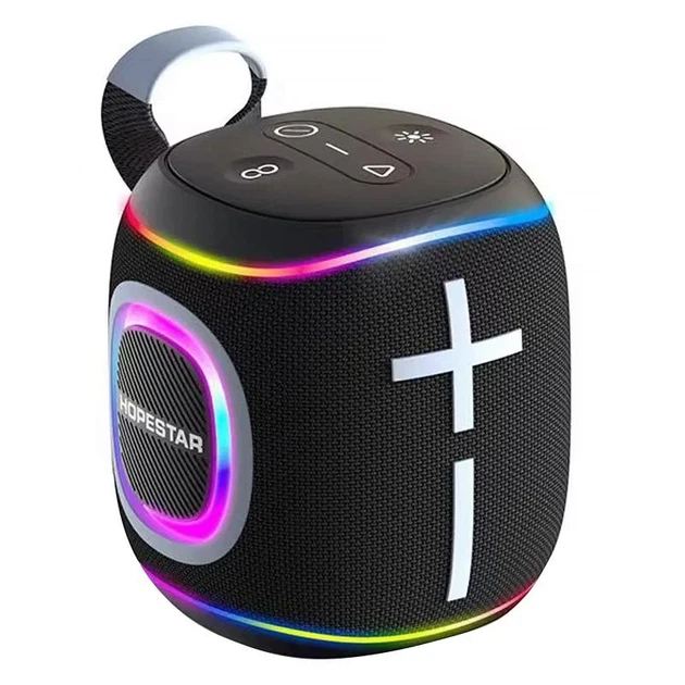 Bluetooth колонка Hopestar P61 10W черная пластиковая с подсветкой и влагозащитой - Фото 3 Bluetooth колонка Hopestar P61 10W черная пластиковая с подсветкой и влагозащитой - изображение 3