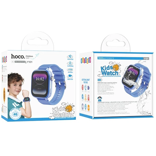 Смарт-часы для детей Hoco Y101 4G с GPS и SIM-картой пластиковые 1,8" розовые - изображение 5