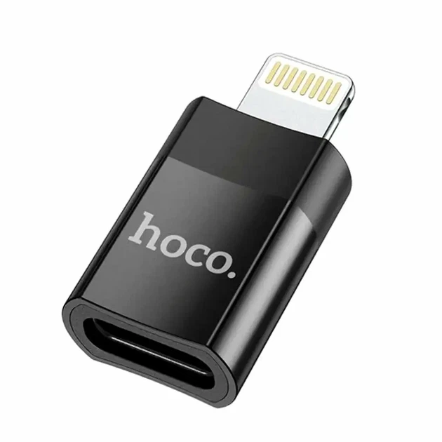 Переходник Lightning Male to Type-C USB 2.0 адаптер Hoco UA17 черный компактный для устройств Apple - изображение 4