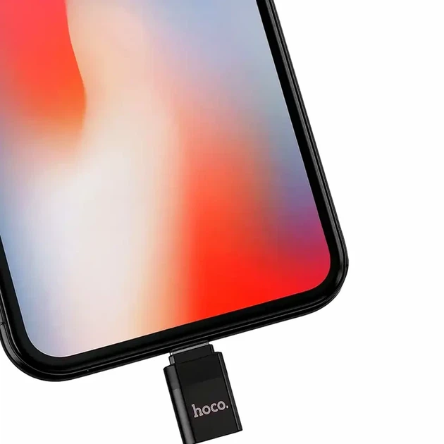 Переходник Lightning Male to Type-C USB 2.0 адаптер Hoco UA17 черный компактный для устройств Apple - изображение 7