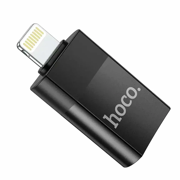 Переходник Lightning Male to Type-C USB 2.0 адаптер Hoco UA17 черный компактный для устройств Apple - изображение 8