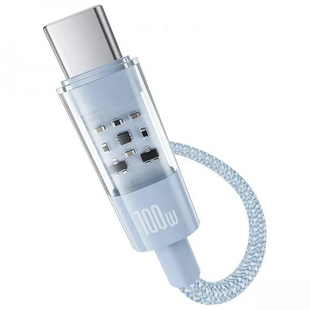 Дата кабель Type-C to Type-C 100W Baseus Gem плетений 1м Galaxy Blue - Фото 3 Дата кабель Type-C to Type-C 100W Baseus Gem плетений 1м Galaxy Blue - зображення 3
