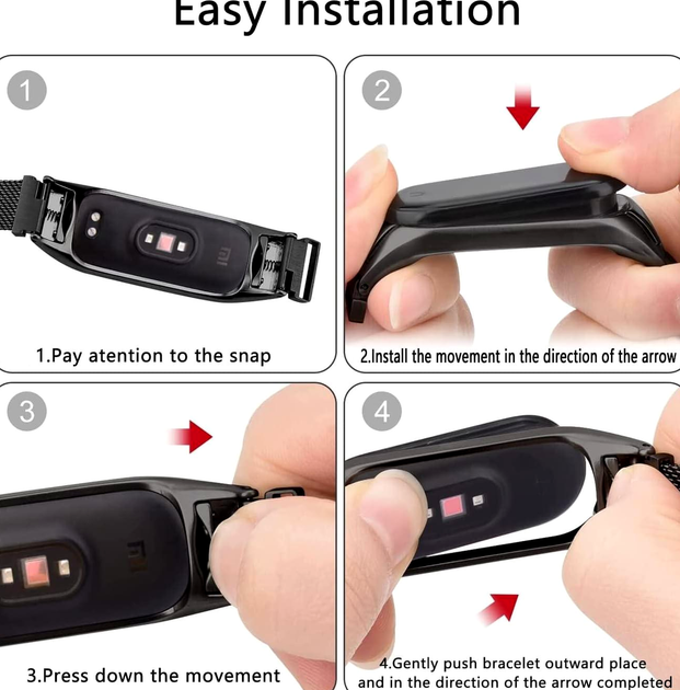 Ремешок Миланская Петля для Mi Band 7 красный из нержавеющей стали для стильного ношения и защиты устройства - изображение 3
